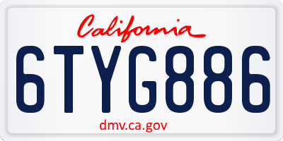 CA license plate 6TYG886