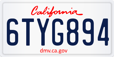 CA license plate 6TYG894
