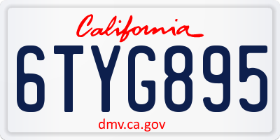 CA license plate 6TYG895