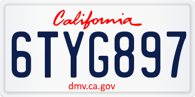 CA license plate 6TYG897