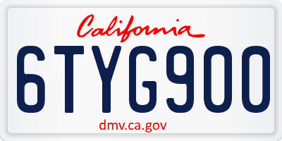 CA license plate 6TYG900