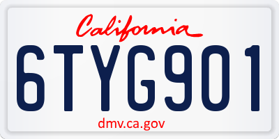 CA license plate 6TYG901
