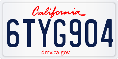 CA license plate 6TYG904
