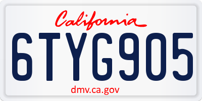 CA license plate 6TYG905