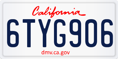 CA license plate 6TYG906