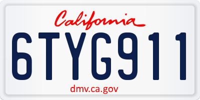 CA license plate 6TYG911