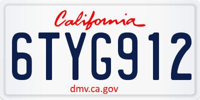 CA license plate 6TYG912