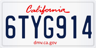 CA license plate 6TYG914