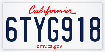 CA license plate 6TYG918