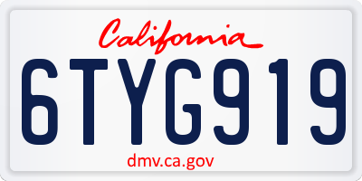 CA license plate 6TYG919