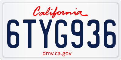 CA license plate 6TYG936
