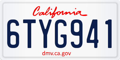 CA license plate 6TYG941