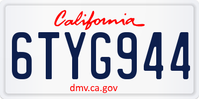CA license plate 6TYG944