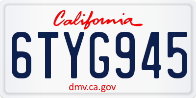 CA license plate 6TYG945