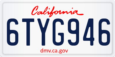 CA license plate 6TYG946