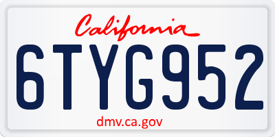 CA license plate 6TYG952