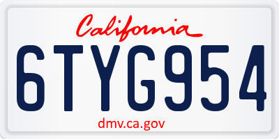 CA license plate 6TYG954
