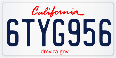 CA license plate 6TYG956