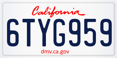 CA license plate 6TYG959