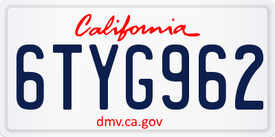 CA license plate 6TYG962