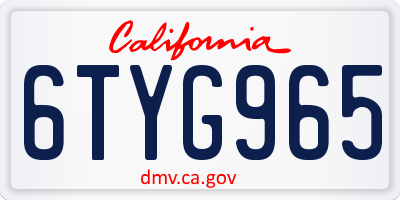 CA license plate 6TYG965