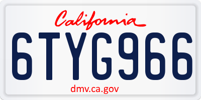 CA license plate 6TYG966