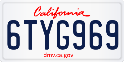 CA license plate 6TYG969