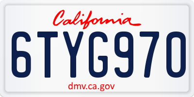 CA license plate 6TYG970