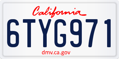 CA license plate 6TYG971