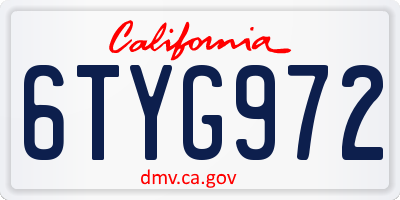 CA license plate 6TYG972