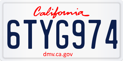 CA license plate 6TYG974