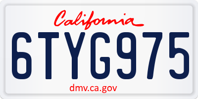 CA license plate 6TYG975