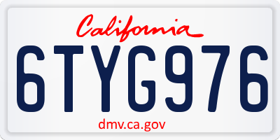 CA license plate 6TYG976