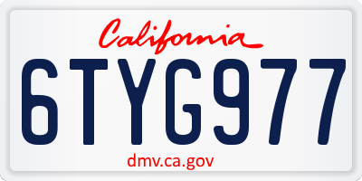 CA license plate 6TYG977