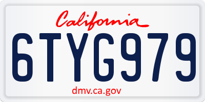 CA license plate 6TYG979