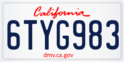 CA license plate 6TYG983