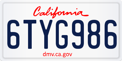 CA license plate 6TYG986