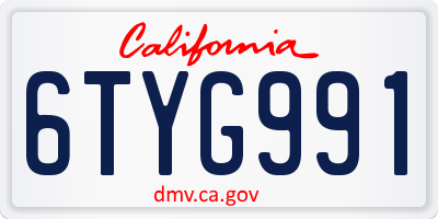 CA license plate 6TYG991
