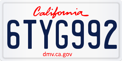 CA license plate 6TYG992