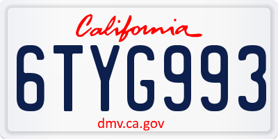 CA license plate 6TYG993