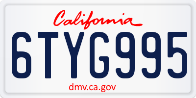 CA license plate 6TYG995
