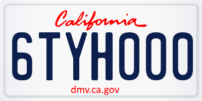 CA license plate 6TYH000