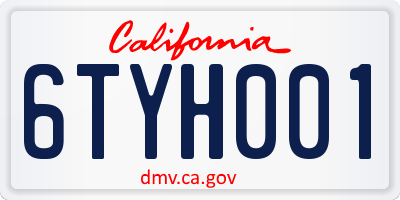 CA license plate 6TYH001