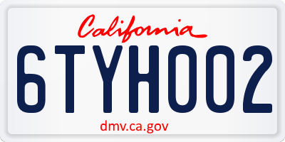 CA license plate 6TYH002