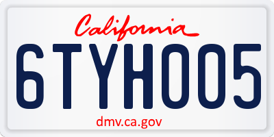 CA license plate 6TYH005
