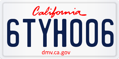 CA license plate 6TYH006