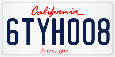 CA license plate 6TYH008