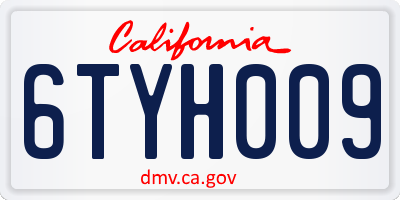 CA license plate 6TYH009