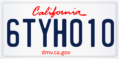 CA license plate 6TYH010