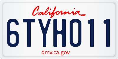 CA license plate 6TYH011